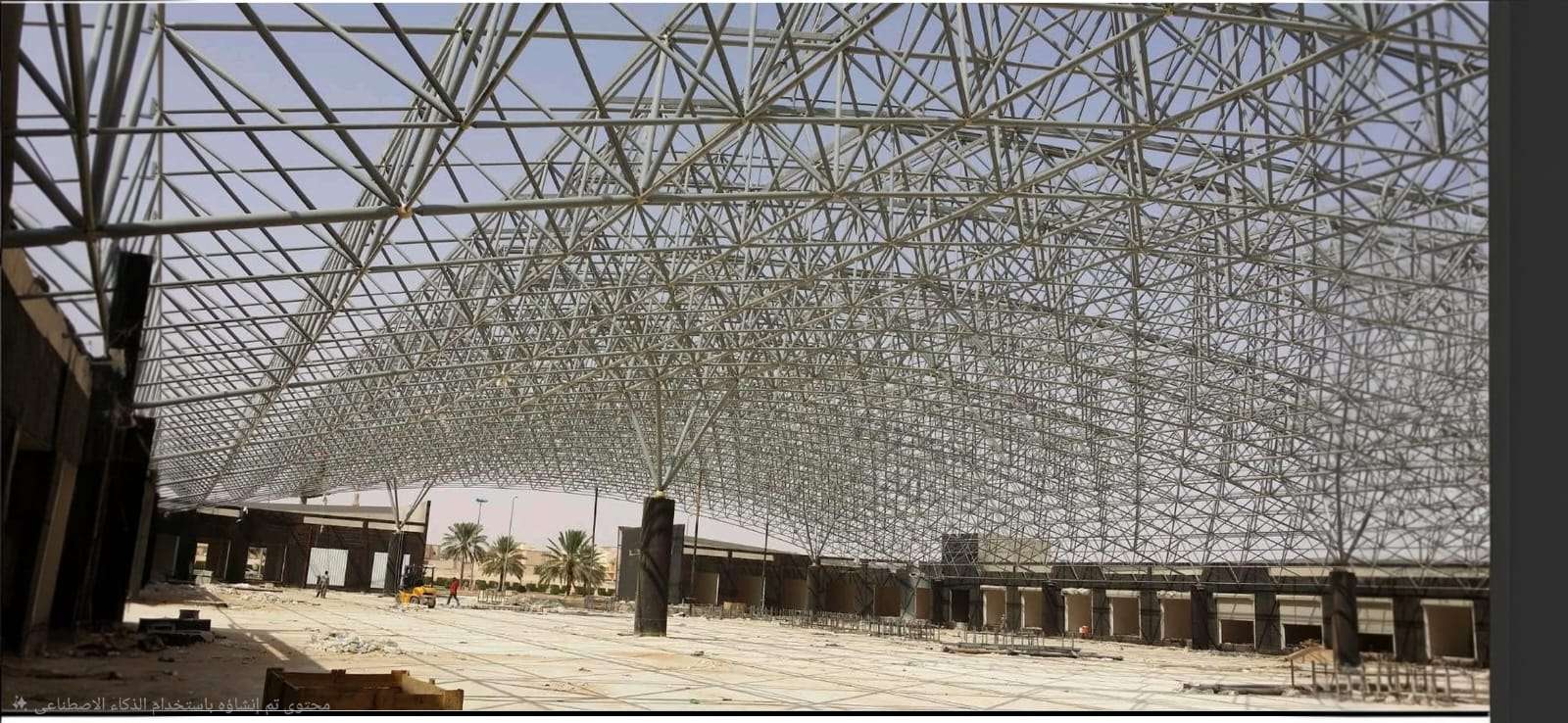 Steel truss structure for warehouse and temporary site office installation in Riyadh