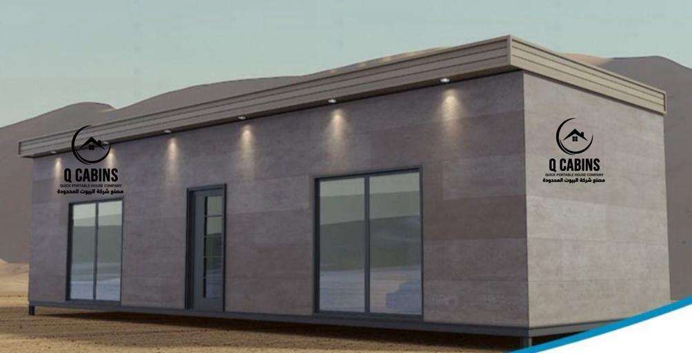 Prefabricated cement board porta cabin with modern grey finish and glass windows
