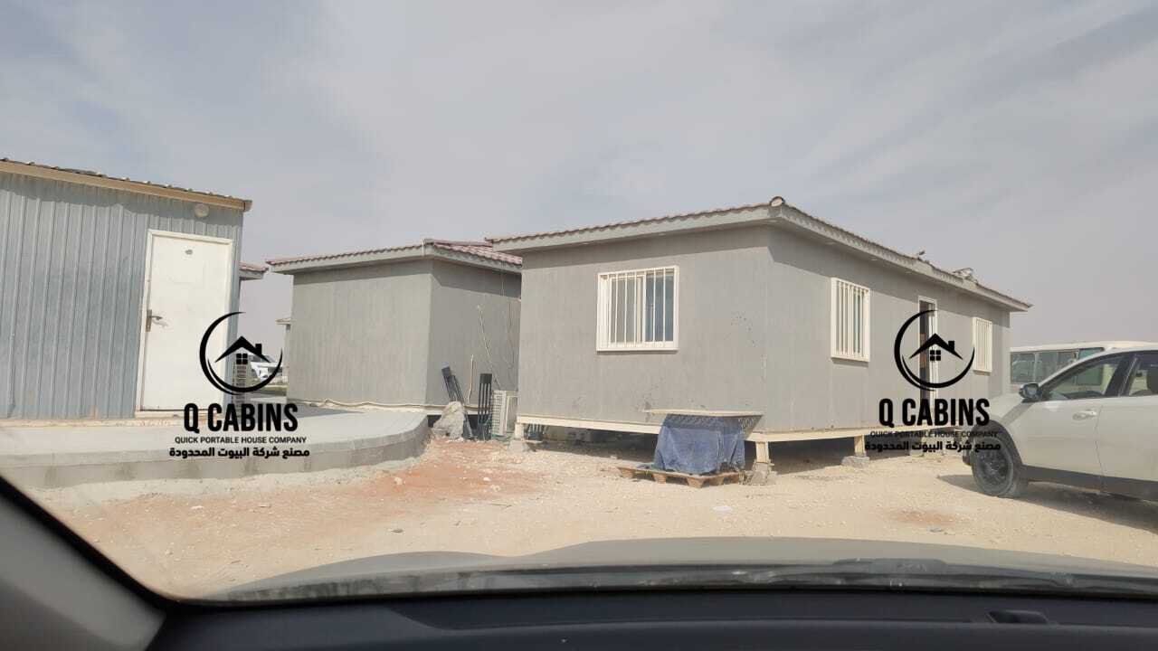 Multiple prefab porta cabins installed together in a project site