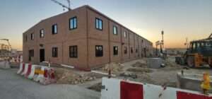Two-story wood plastic composite WPC prefab site office building in Riyadh