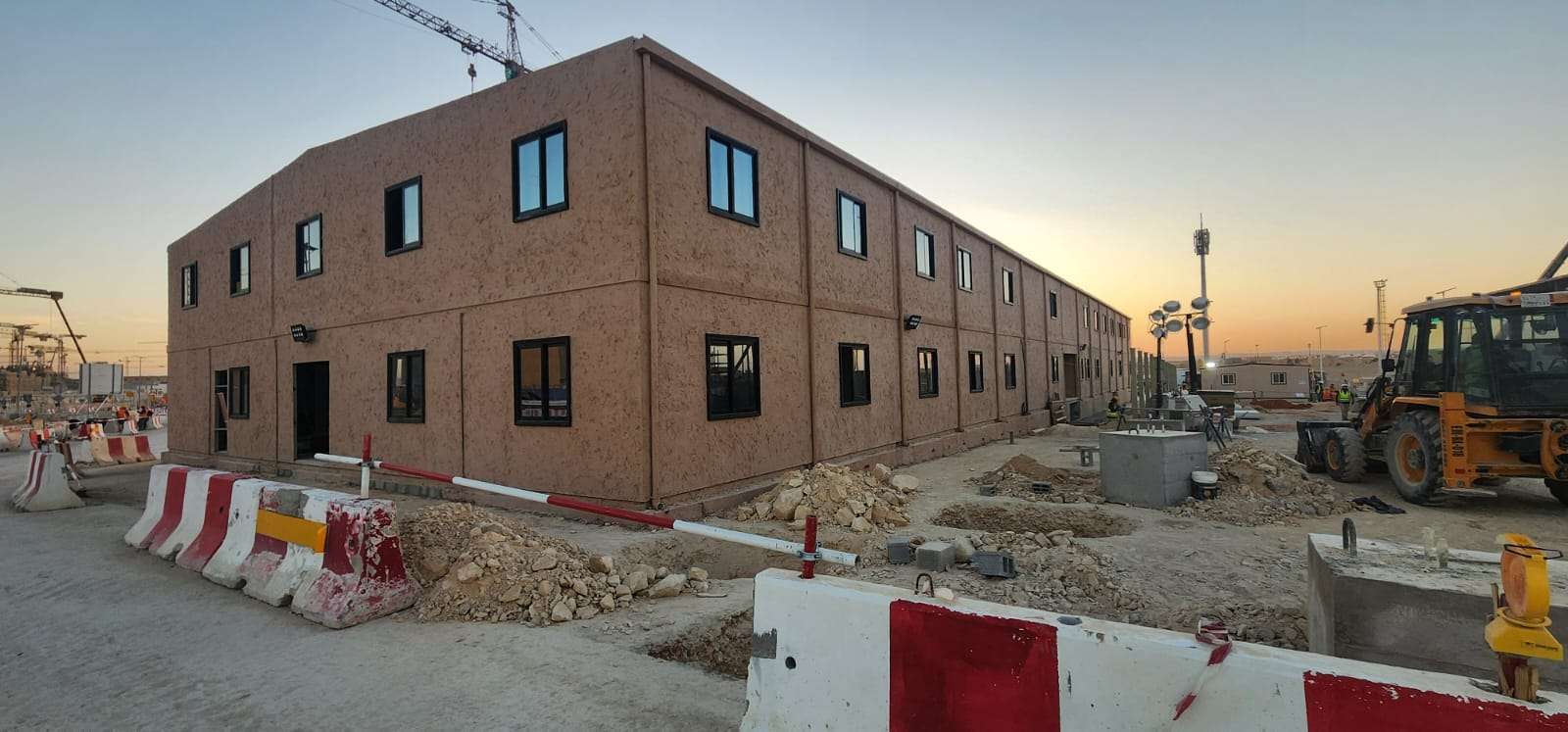 Two-story wood plastic composite WPC prefab site office building in Riyadh