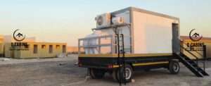 Caravan sandwich panel porta cabin unit mounted on trailer chassis