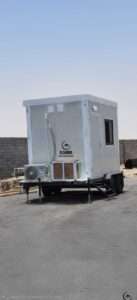 Caravan sandwich panel trailer room unit equipped with exterior AC compressor unit