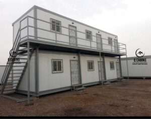 Two-story prefabricated sandwich panel site office building with external staircase